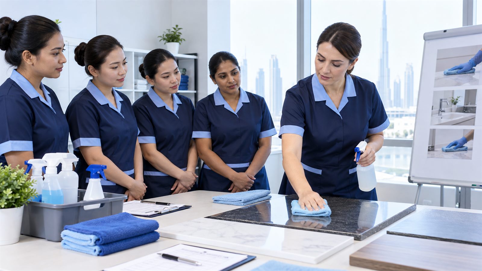 In-house training session for new Elite Maids cleaners in Dubai