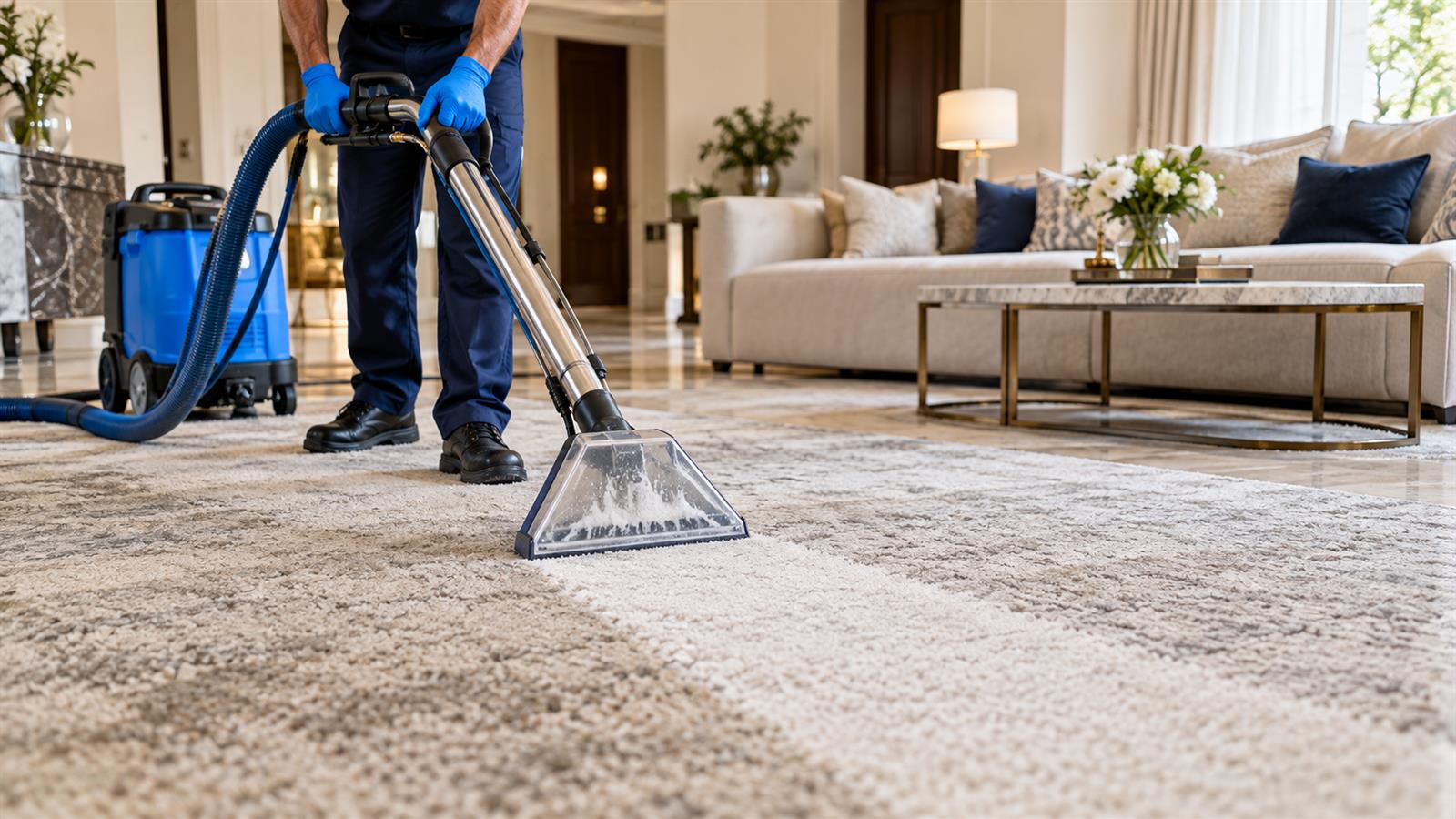 Carpet shampooing in a Dubai Hills villa