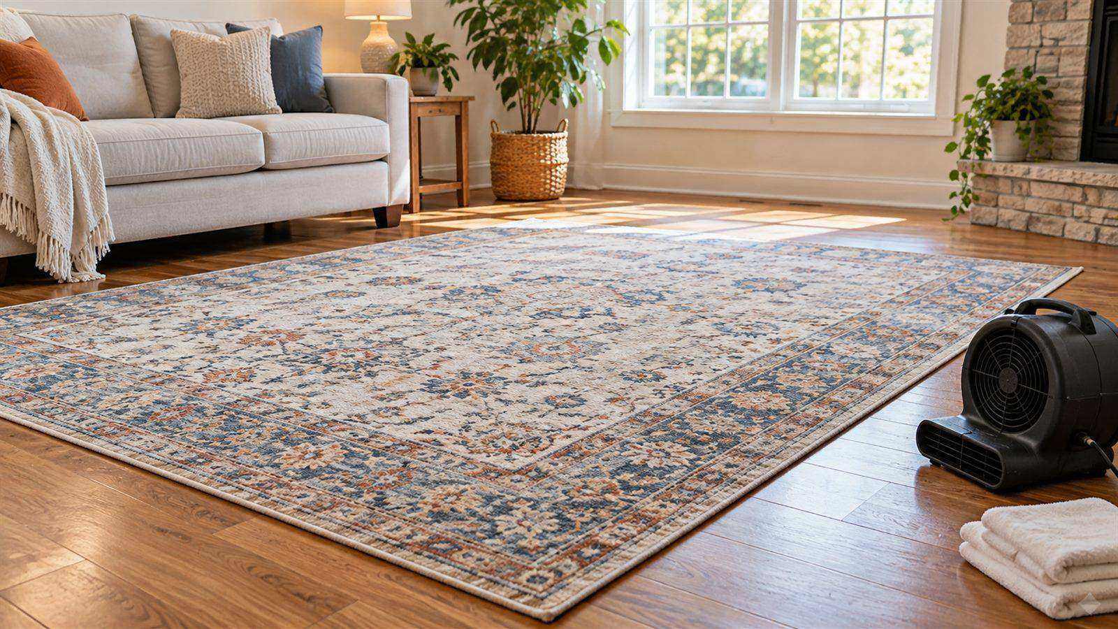 Freshly cleaned rug after professional carpet cleaning in Dubai