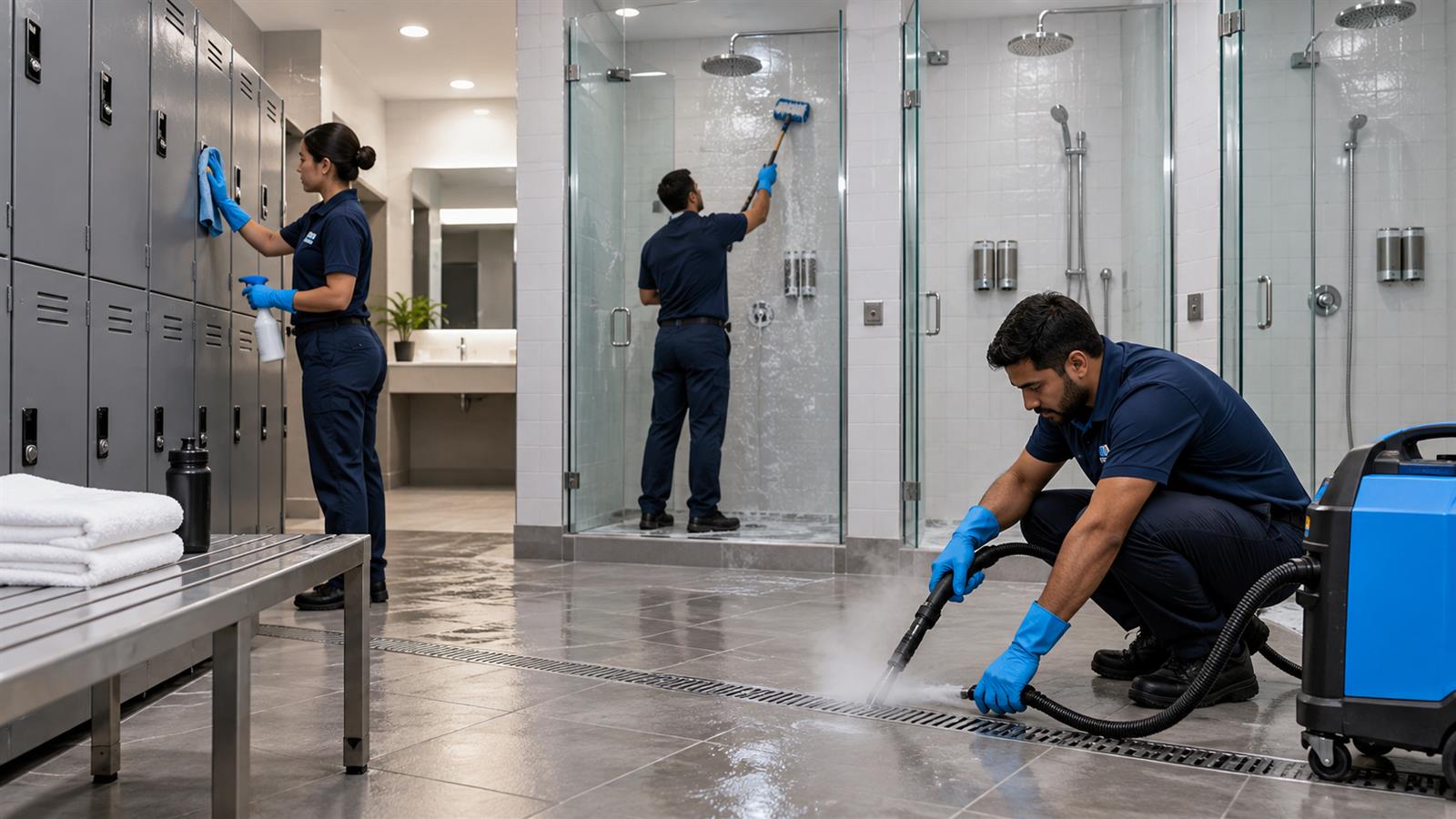 Gym changing room and showers deep cleaned in Dubai