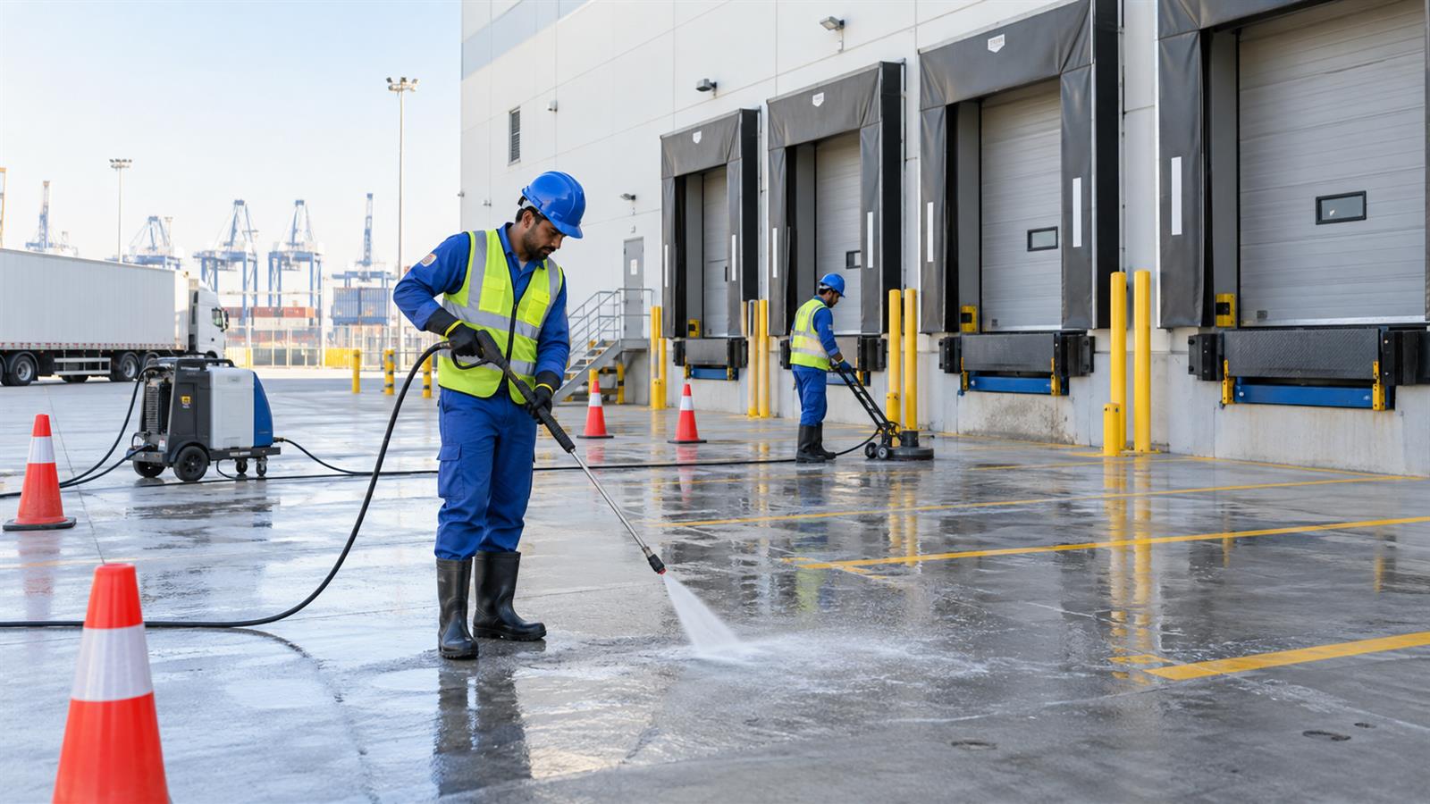 Loading bay cleaning at a Jebel Ali facility