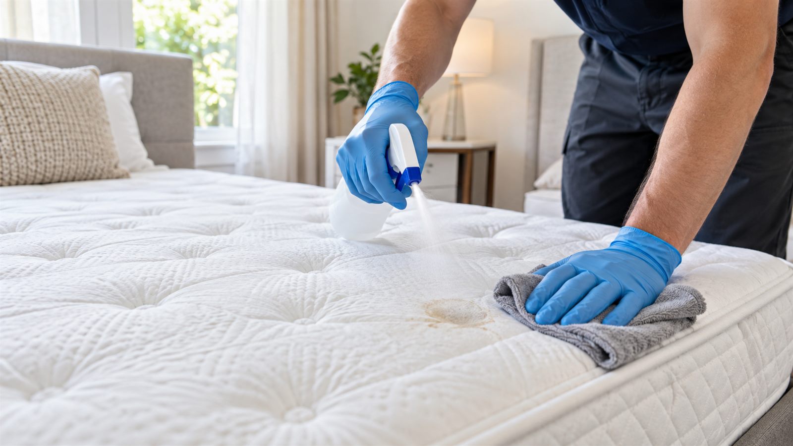 Mattress shampooing to remove stains and odours