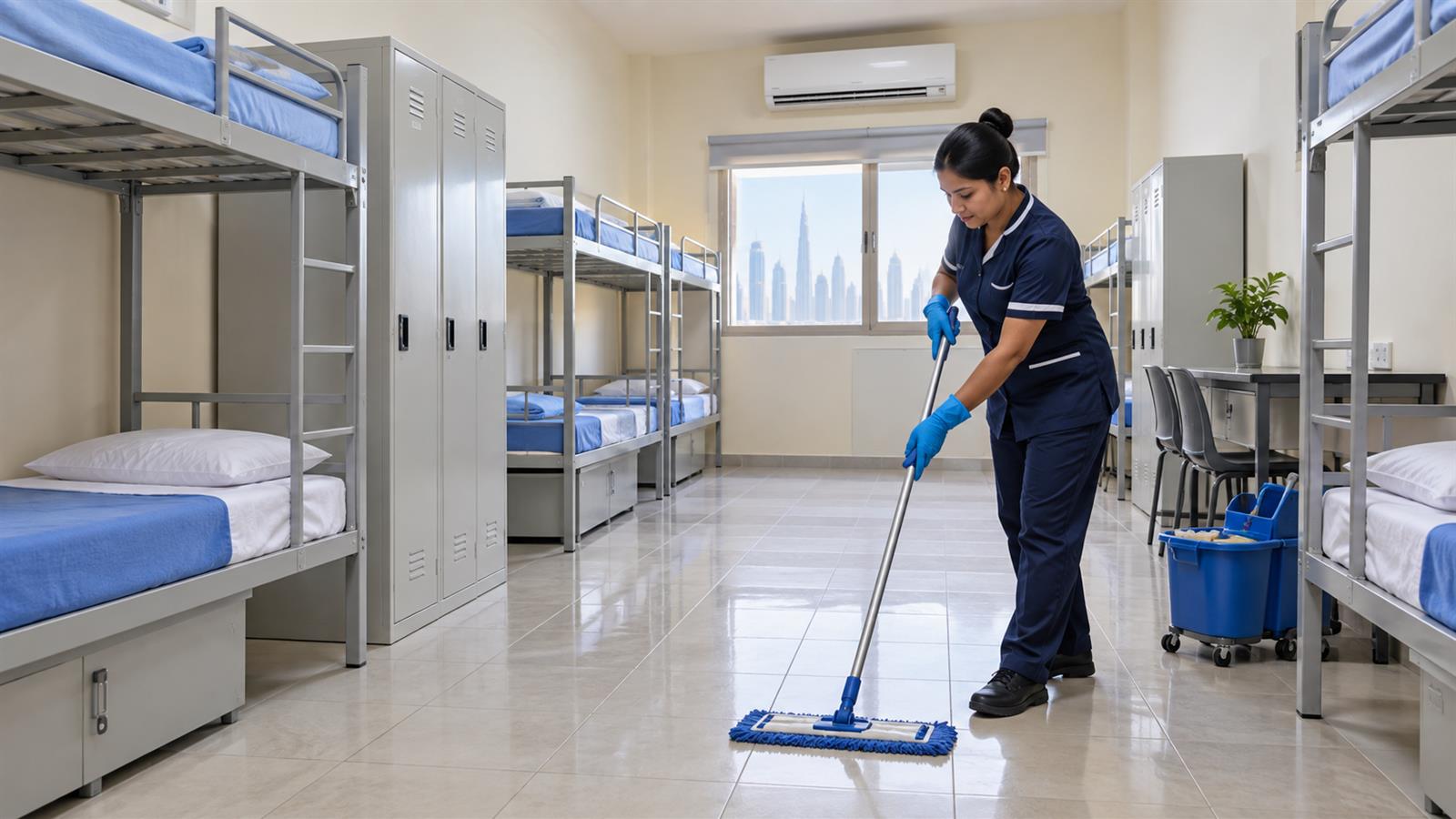 Labour accommodation dormitory cleaned by Elite Maids in Dubai