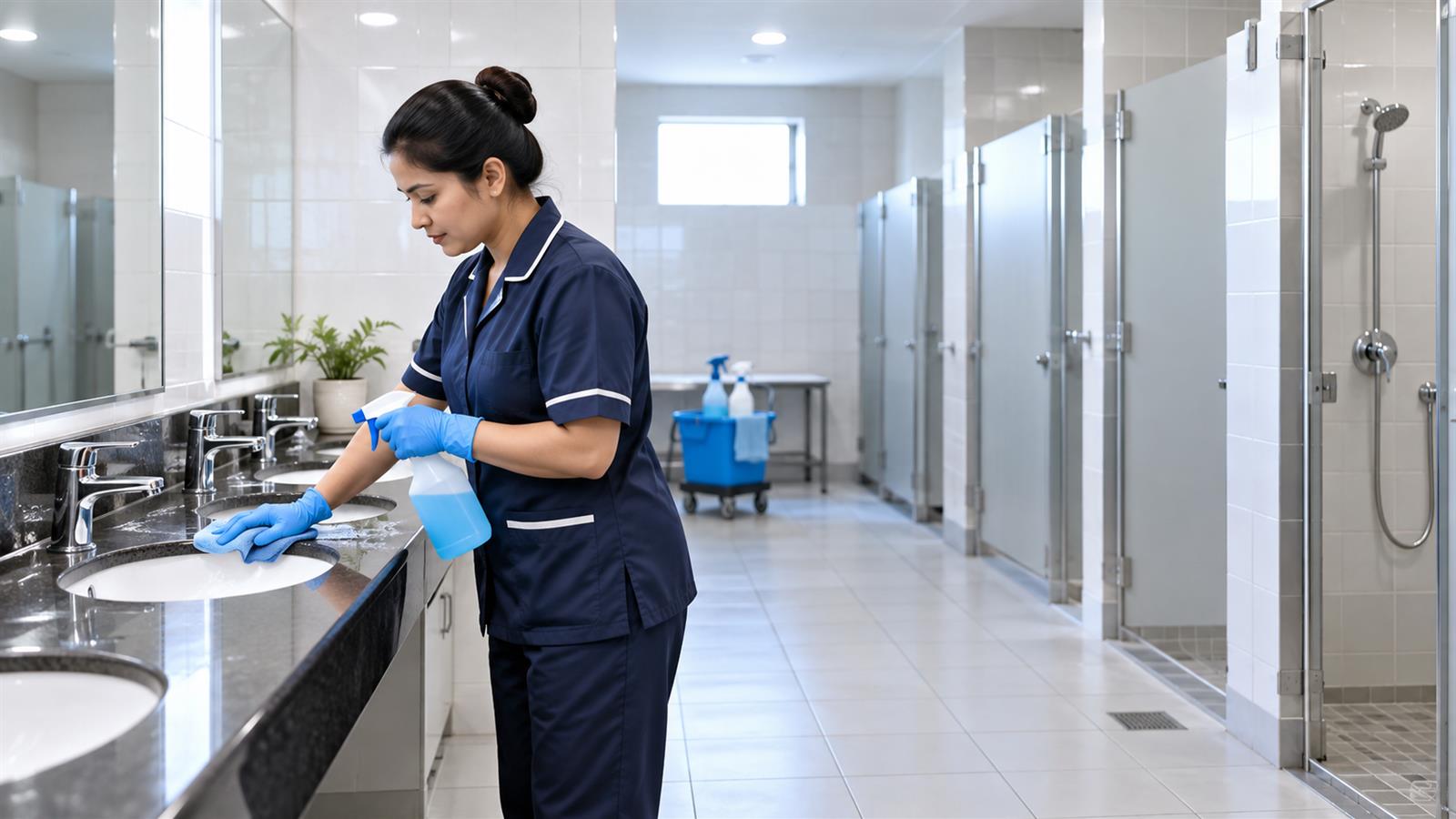Ablution and washroom sanitisation at a Dubai labour camp
